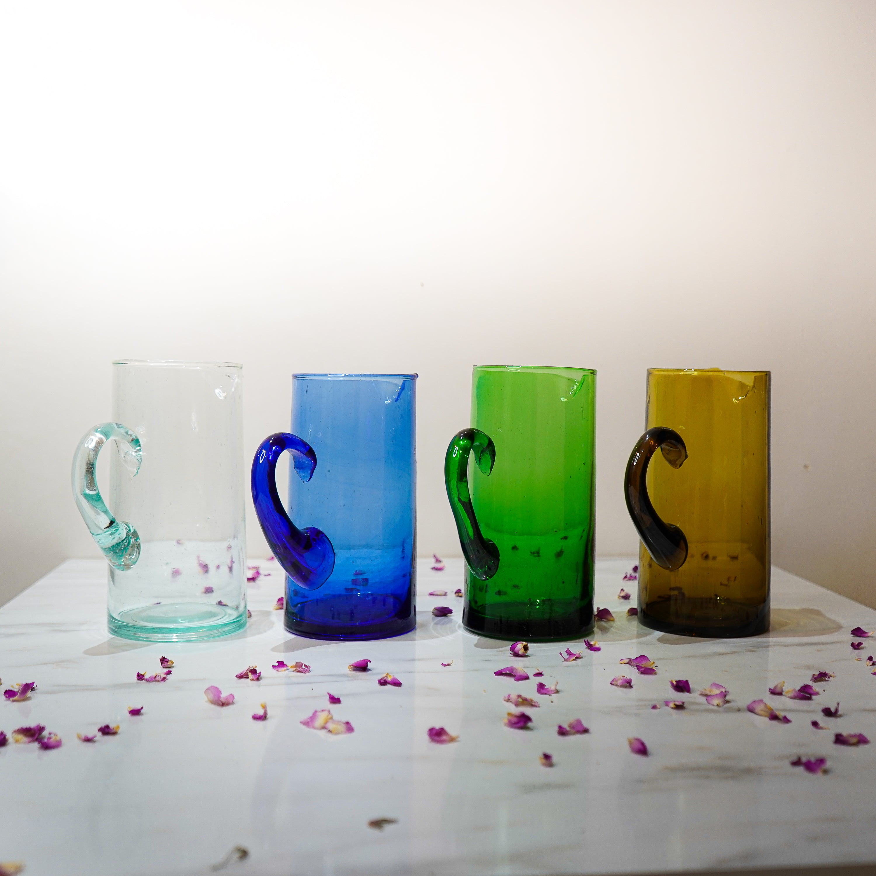 Carafe en Verre Beldi Marocain Soufflé à la Main : Pichet d’Eau Artisanale, Verrerie Bohème pour Cuisine
