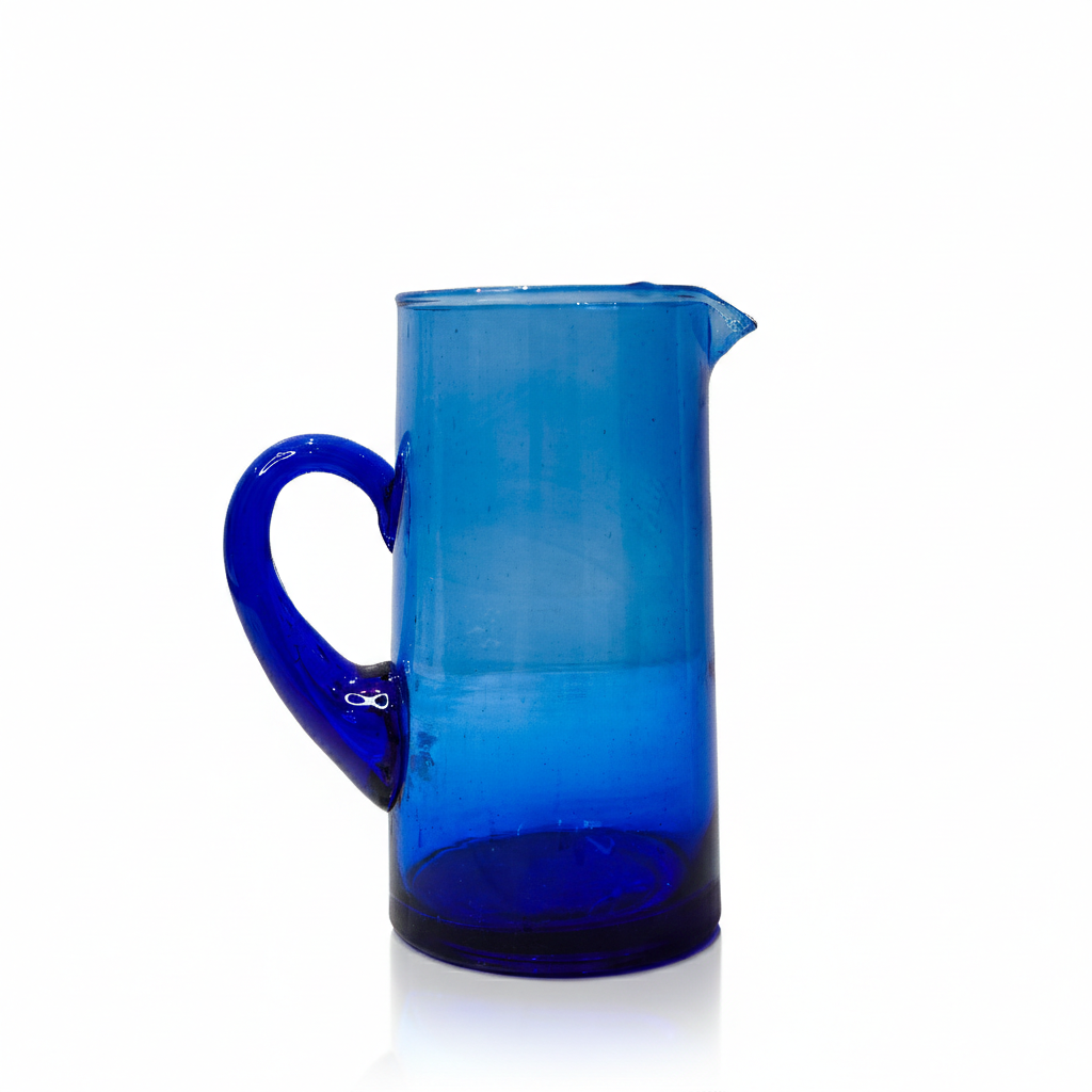 Carafe en Verre Beldi Marocain Soufflé à la Main : Pichet d’Eau Artisanale, Verrerie Bohème pour Cuisine