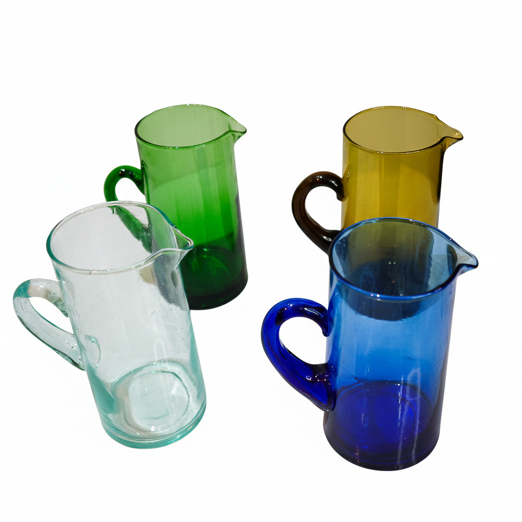 Carafe en Verre Beldi Marocain Soufflé à la Main : Pichet d’Eau Artisanale, Verrerie Bohème pour Cuisine