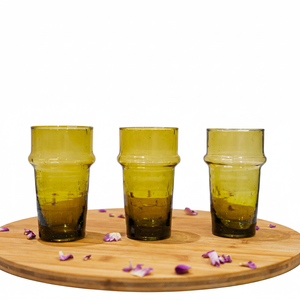 Set de 6 Verres Beldi Marocains Faits Main – SaharaCraft, Verrerie Artisanale Écologique