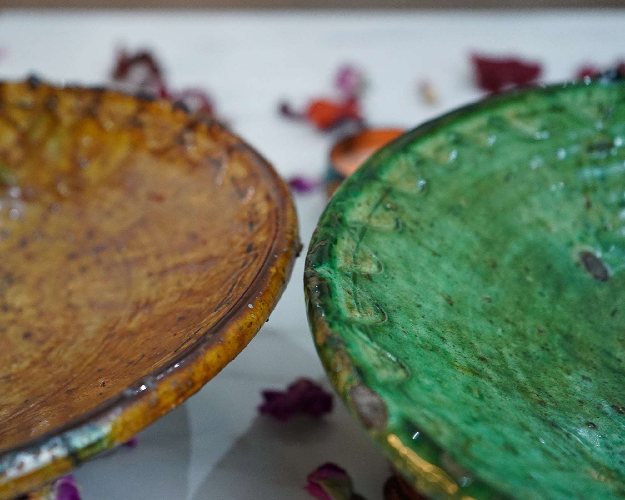 Coupe à fruits sur pied en poterie Marocaine Tamegroute