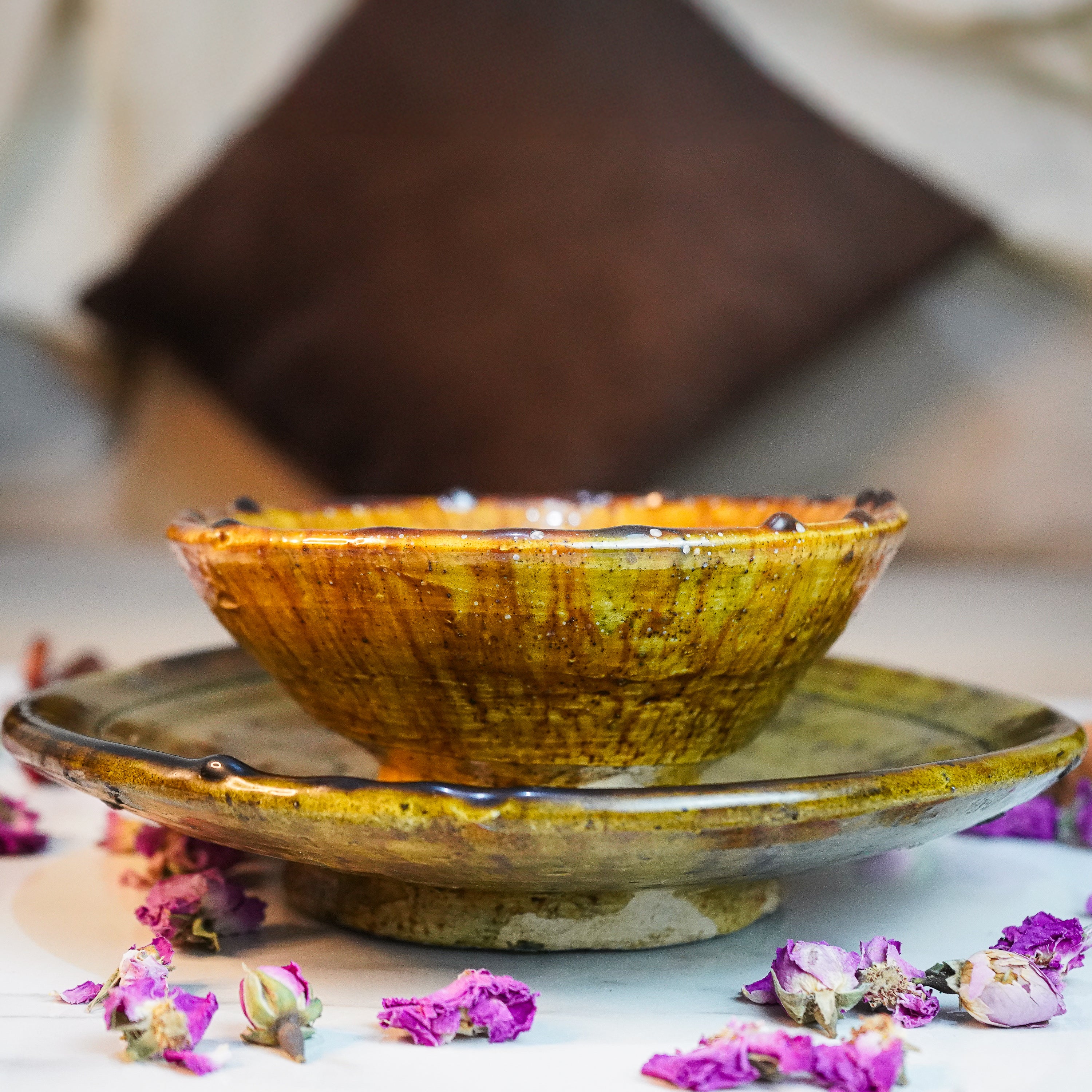 Ensemble artisanal marocaine tamgroute assiette et bol