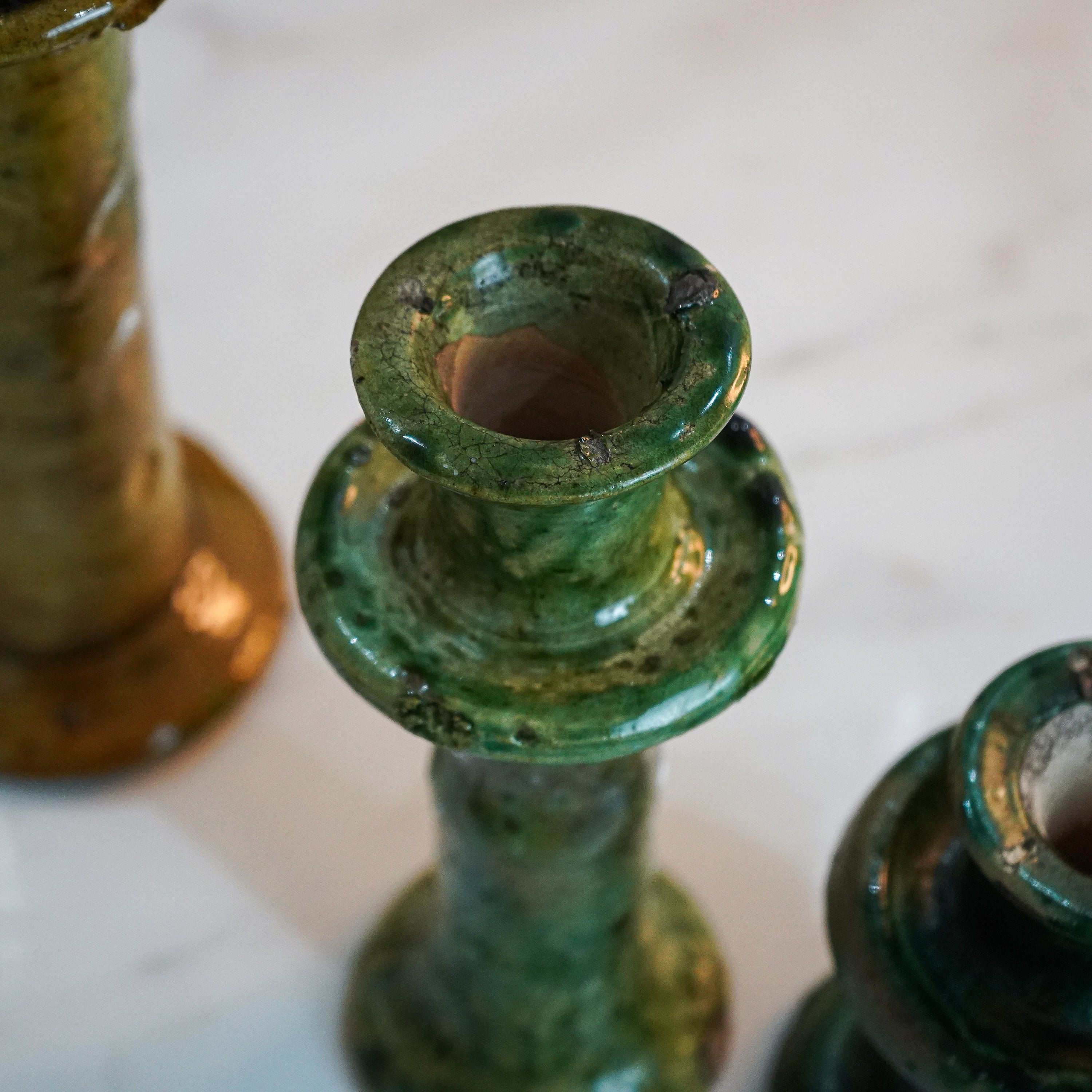 Lot de 3 bougeoirs en céramique Marocaine Tamegroute